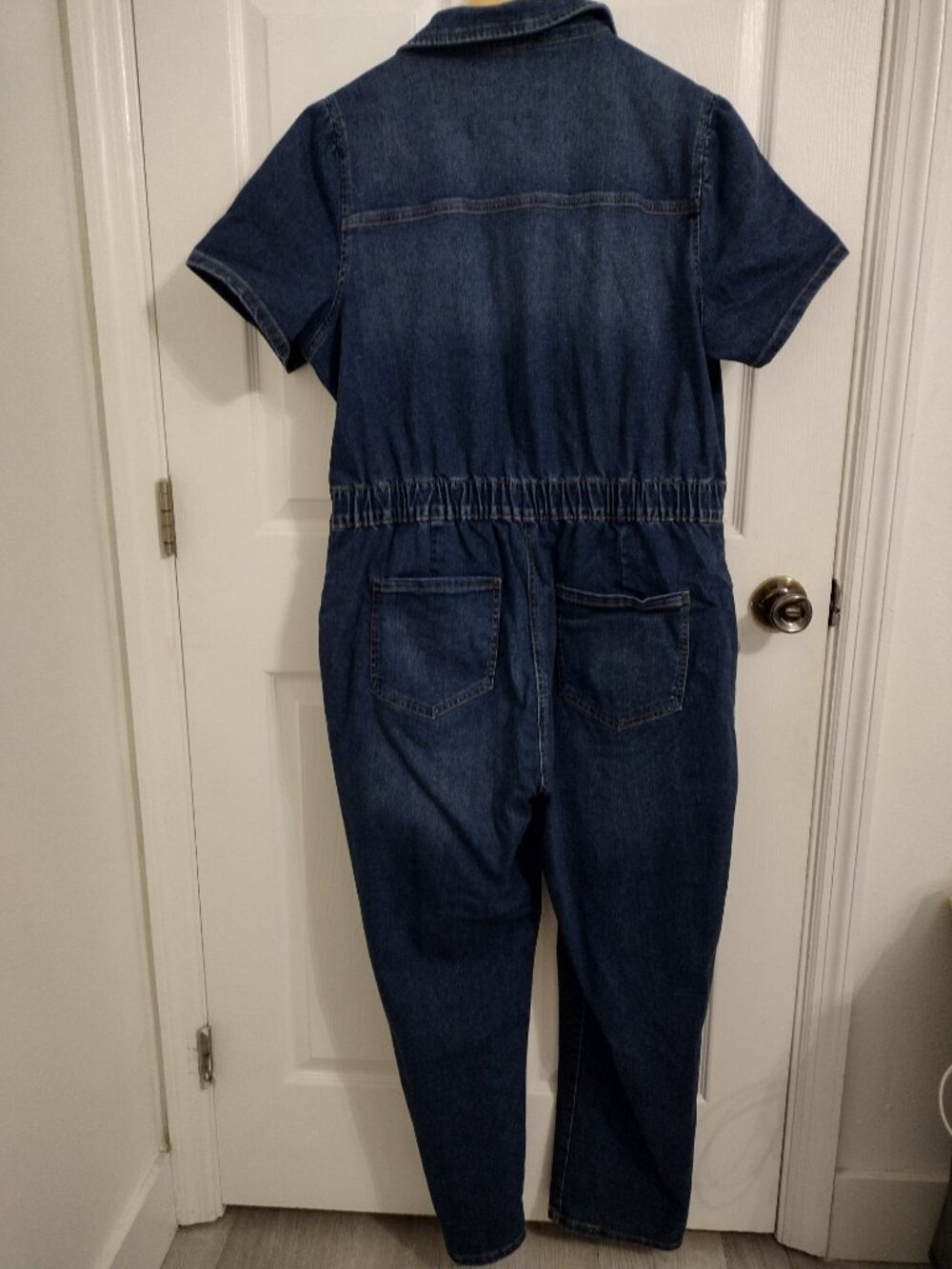 Celebrity Pink Denim Cargo Boilersuit Jumpsuit XXL Stretch Blue One Piece - Picture 6 of 9